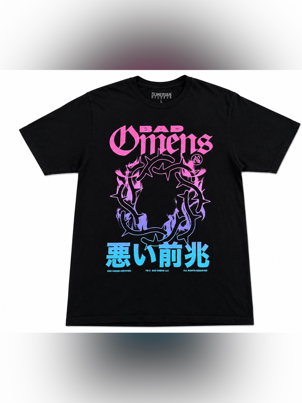 Bad Omens Japanese Graphic Band T Shirt Black Sumerian Records Mens Large